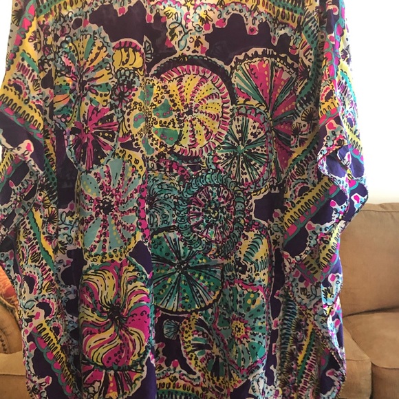 Lilly Pulitzer Silk Caftan Plum Skipping StonesXSS - Picture 1 of 6